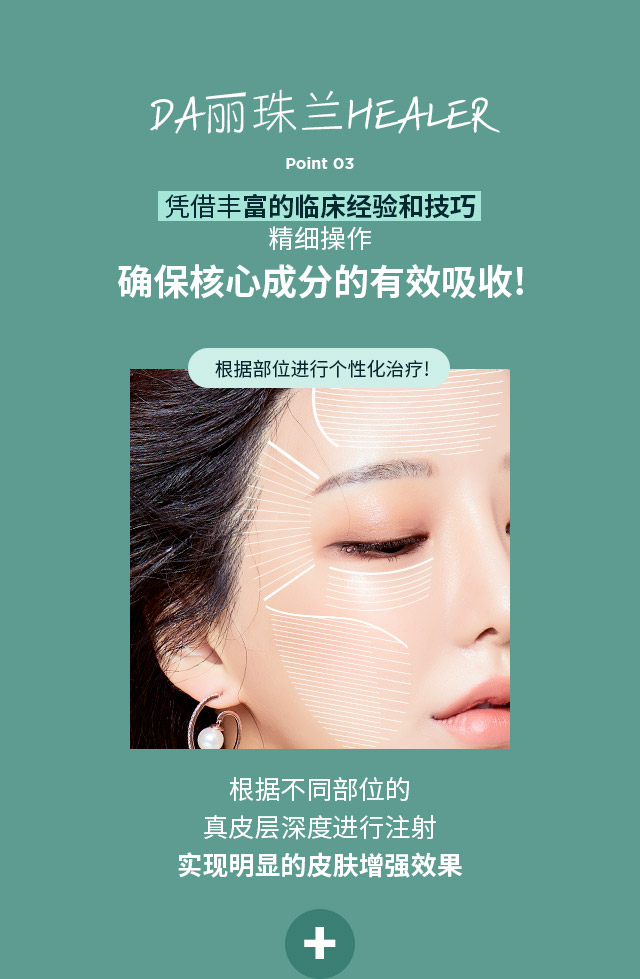 DA丽珠兰HEALER point03.凭借丰富的临床经验和技巧精细操作确保核心成分的有效吸收!